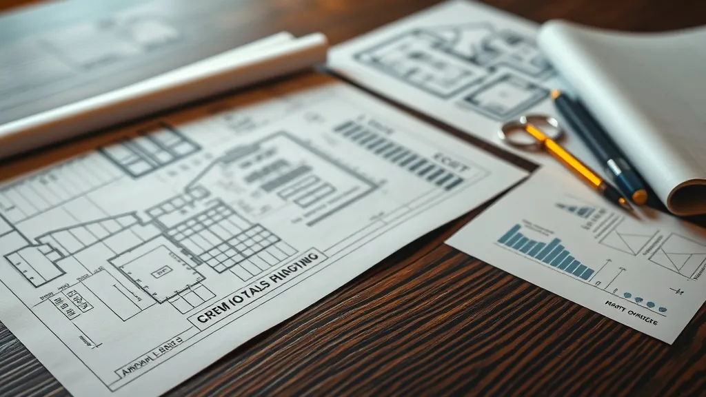 A macro shot of architectural blueprints and financial docum